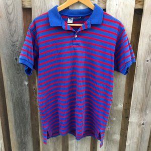 Land's End men's blue & red striped polo tee - size M